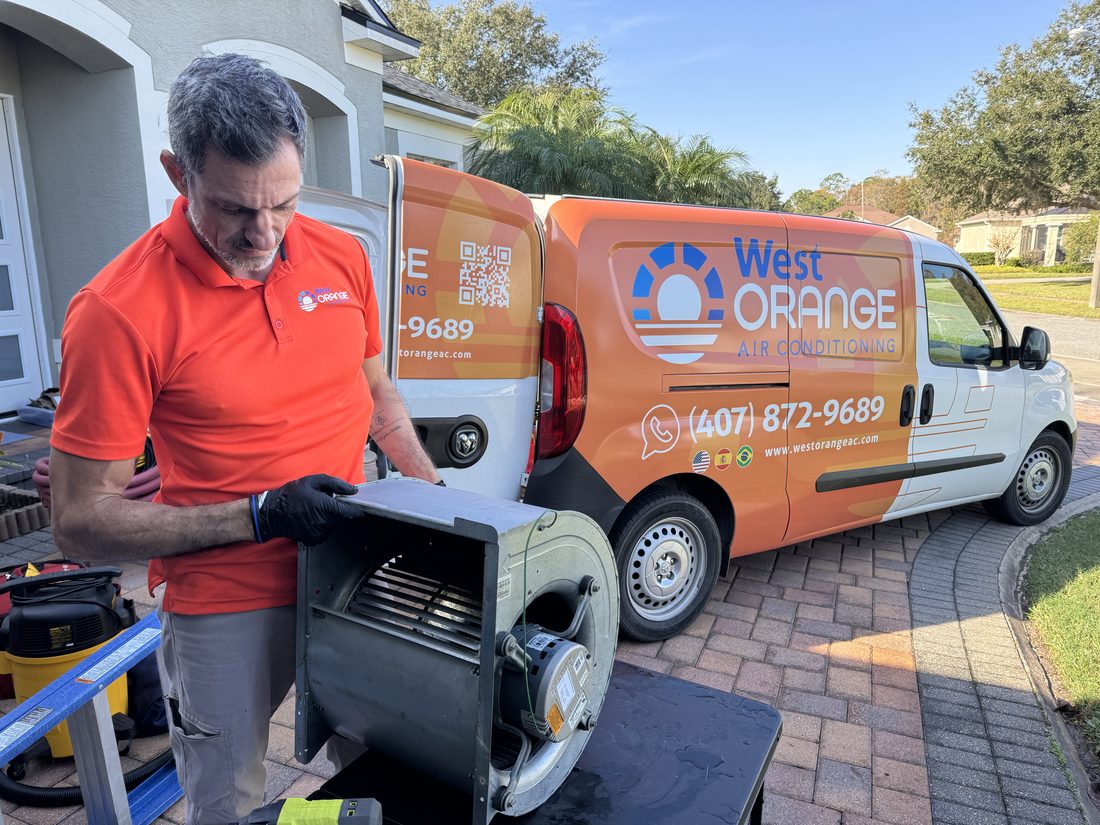 Newly installed air handler and refrigerant line set by West Orange Air Conditioning